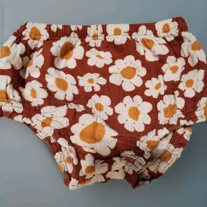 Cat and Jack Diaper Cover Floral Yellow Maroon White Bloomers Cotton Size 18 Mos